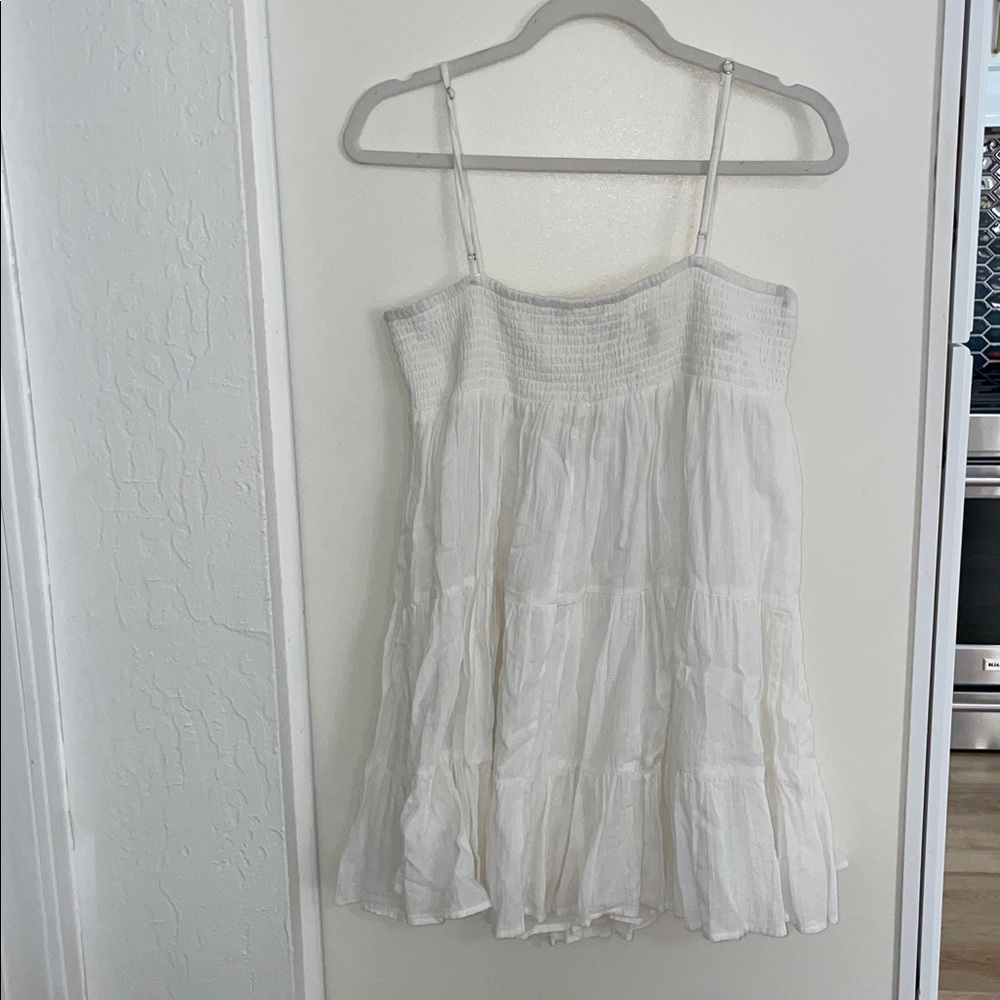 Zara White Smocked Baby Doll Dress Lined | M - Picture 3 of 8